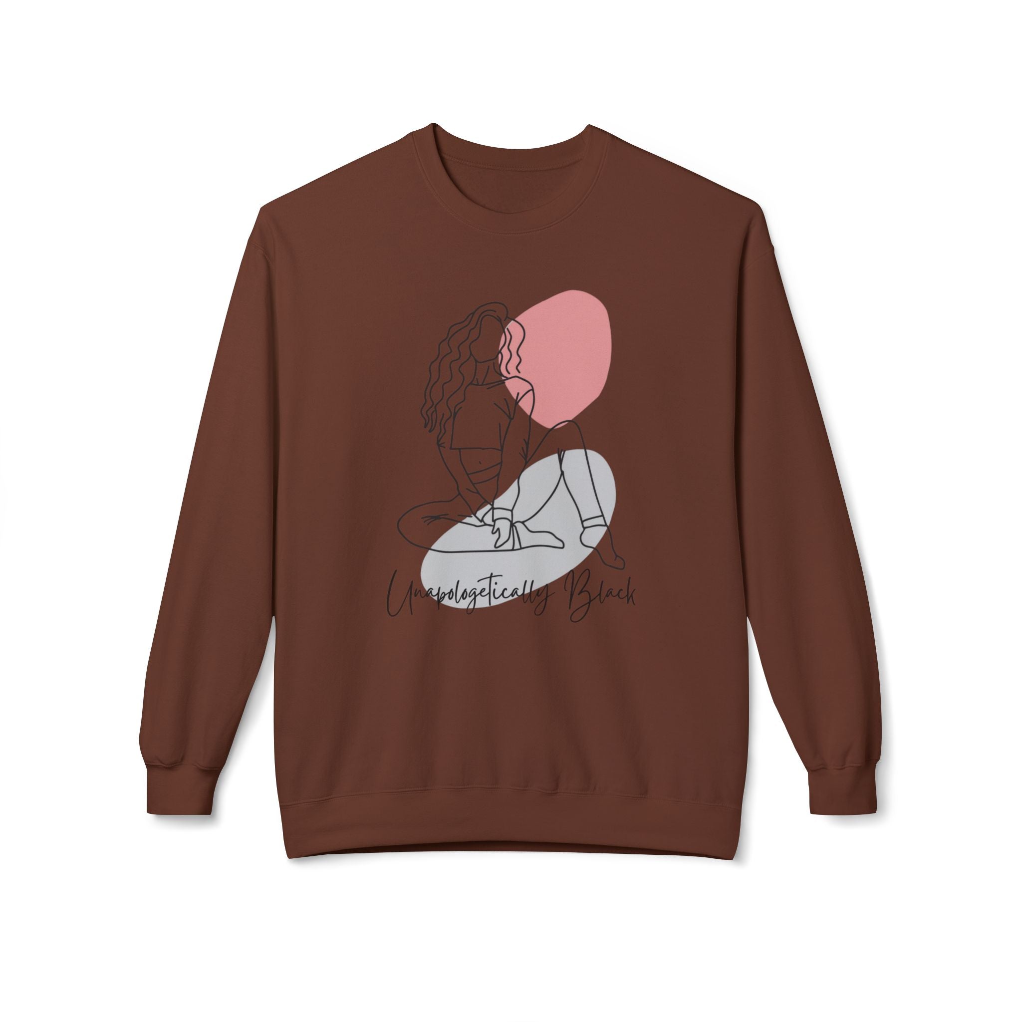 Crewneck Sweatshirt — Minimal Line Art Woman "Unapologetically Black" Graphic
