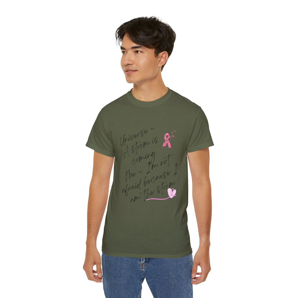 Breast Cancer Awareness Tee – "A Storm is Coming" Inspirational Cotton Shirt