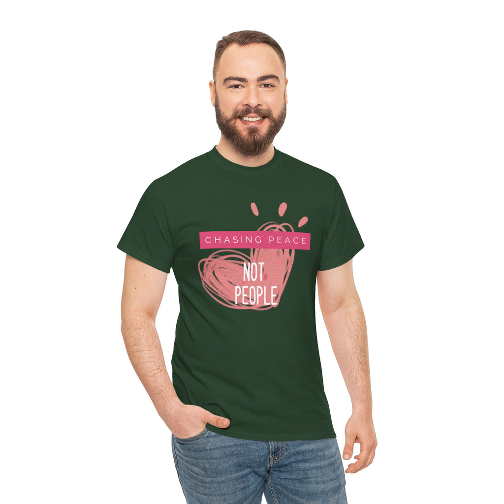 Chasing Peace Not People Tee — Pink Graphic Mental Health Awareness T‑Shirt