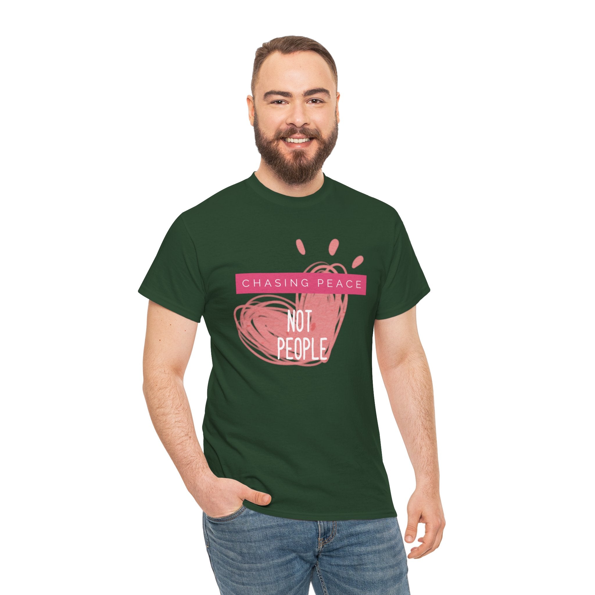 Chasing Peace Not People Tee — Pink Graphic Mental Health Awareness T‑Shirt