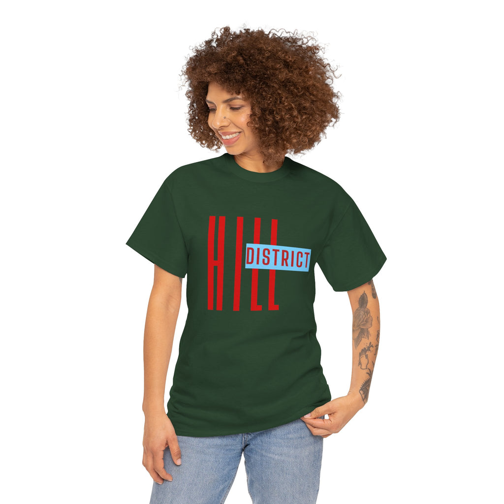 Hill District T-Shirt — Retro Red & Blue 'DISTRICT' Graphic Tee