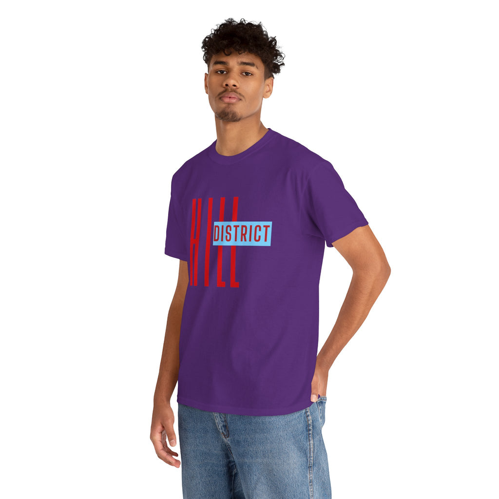 Hill District T-Shirt — Retro Red & Blue 'DISTRICT' Graphic Tee