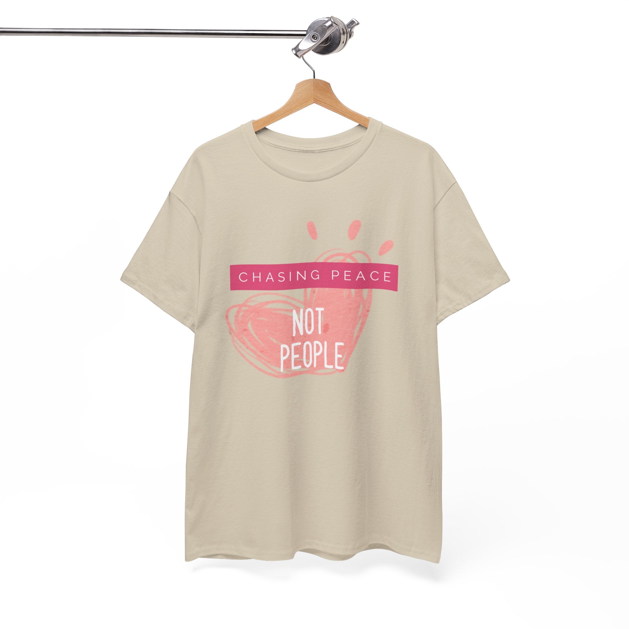 Chasing Peace Not People Tee — Pink Graphic Mental Health Awareness T‑Shirt