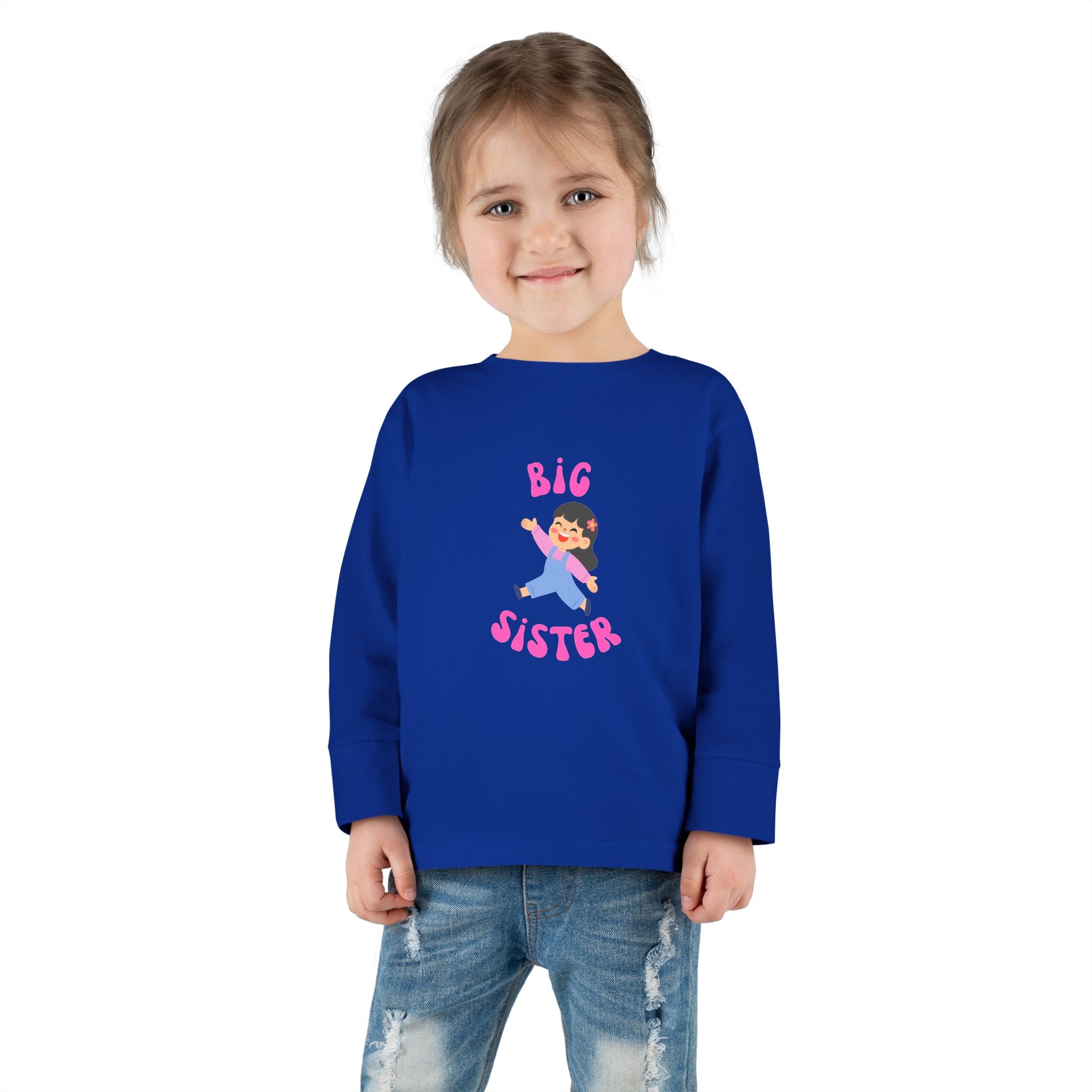 Big Sister Toddler Long Sleeve Tee — Cute Announce Shirt for New Siblings