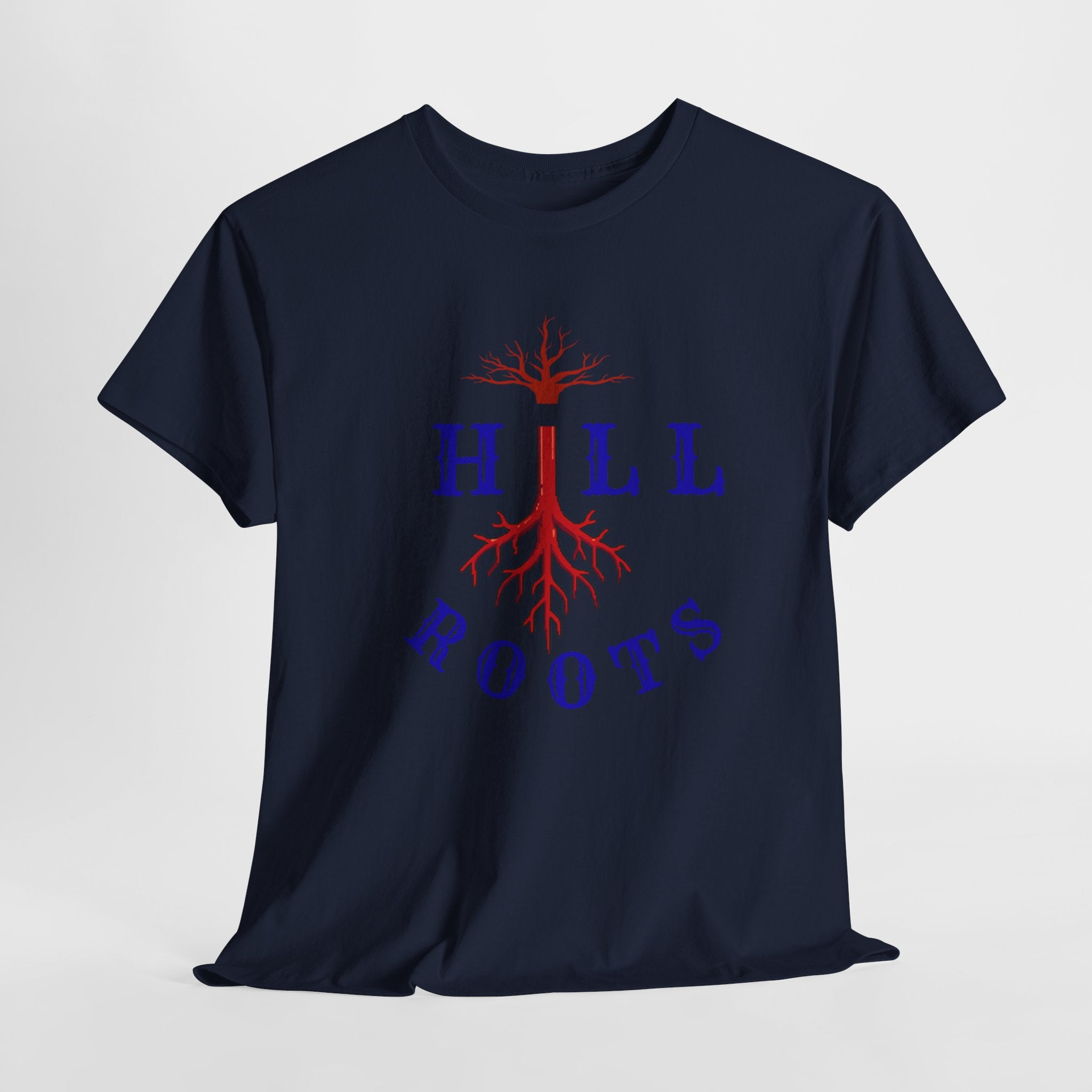 T-Shirt — Hill Roots Logo Tee (red tree roots graphic)