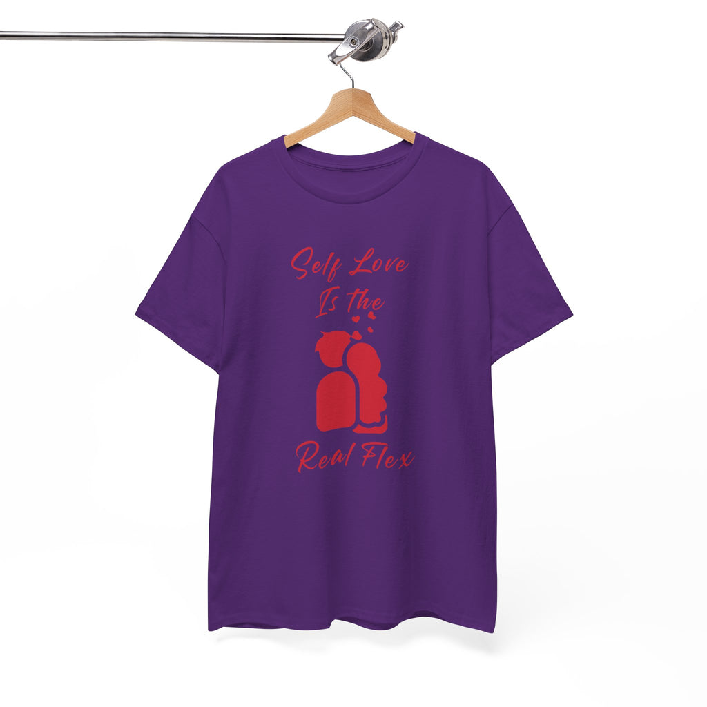 T-Shirt — "Self Love Is The Real Flex" Romantic Couple Graphic Tee