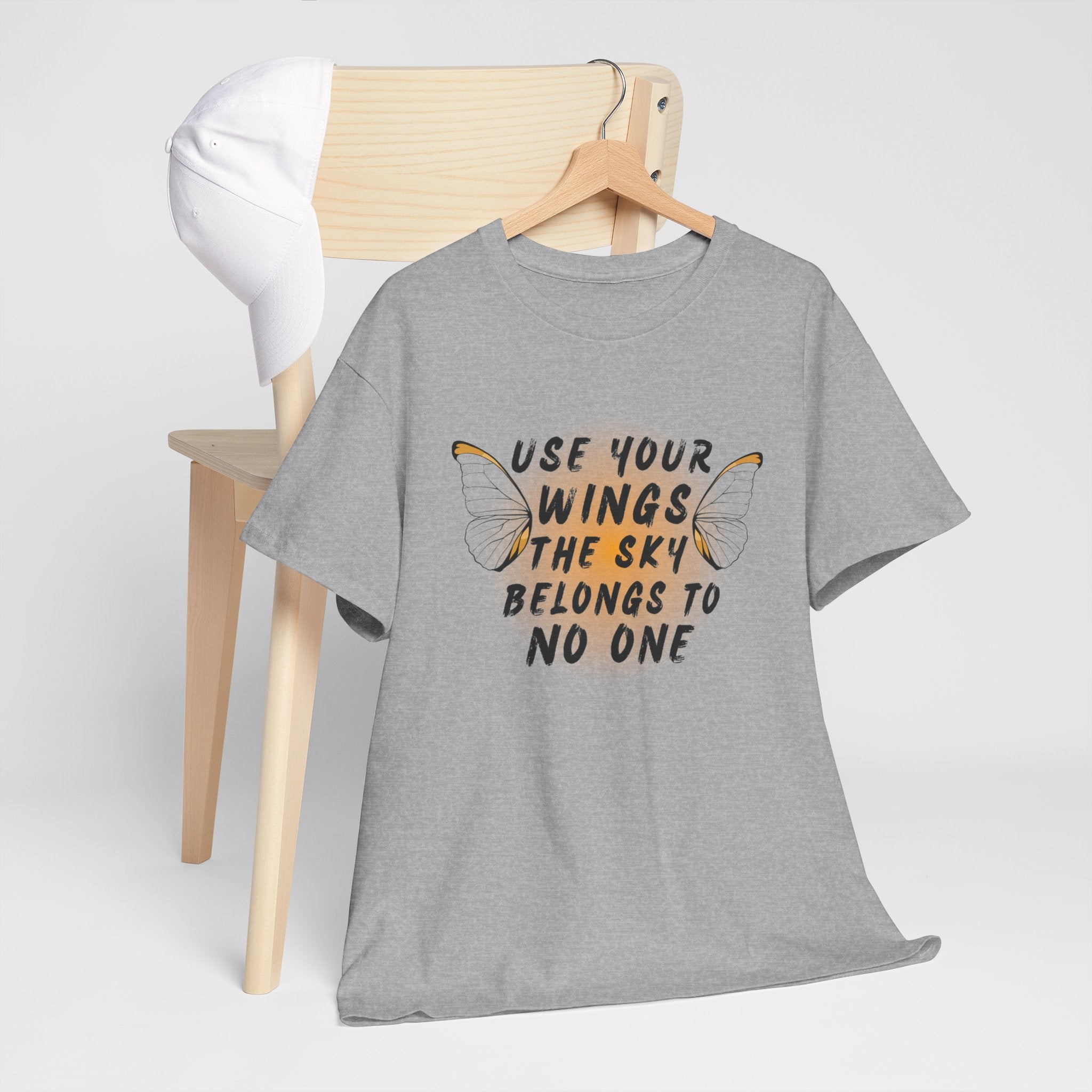 T-Shirt — "Use Your Wings, The Sky Belongs to No One" Inspirational Graphic Tee