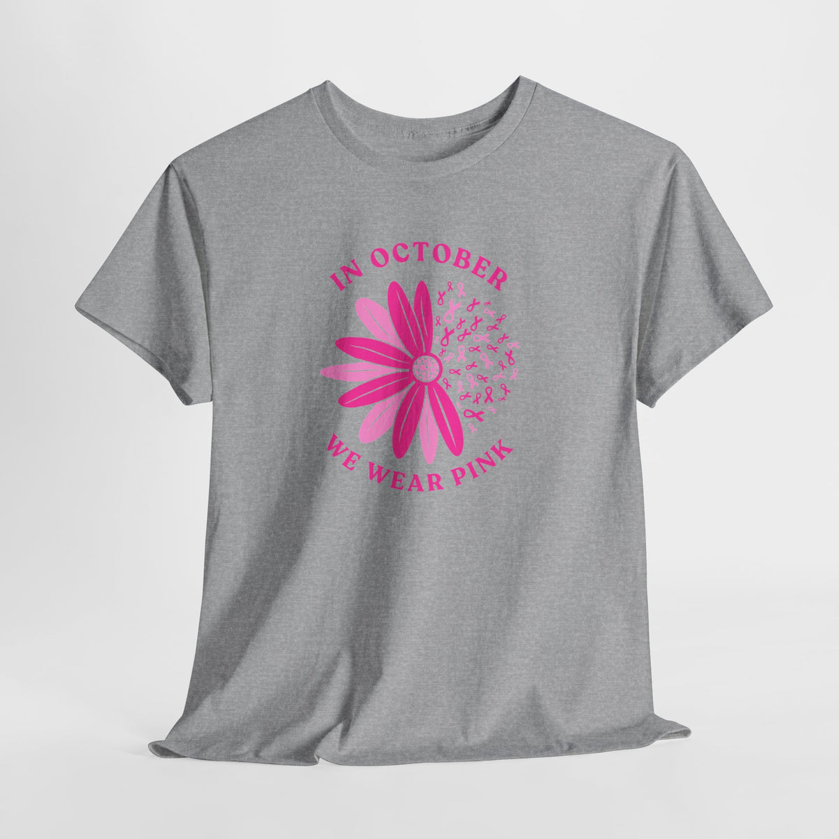 Breast Cancer Awareness Tee — "In October We Wear Pink" Floral Design