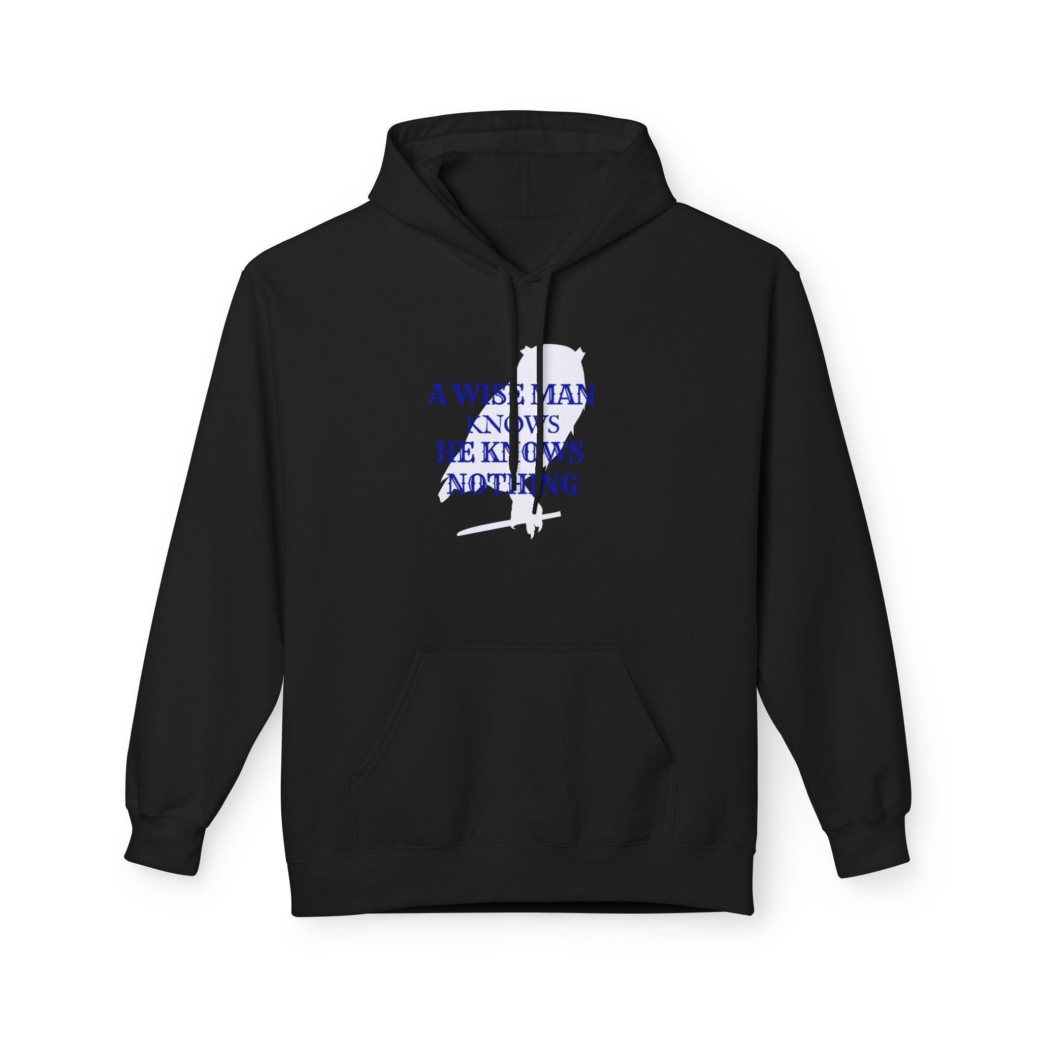 Hoodie — “A Wise Man Knows He Knows Nothing” Minimal Quote Pullover