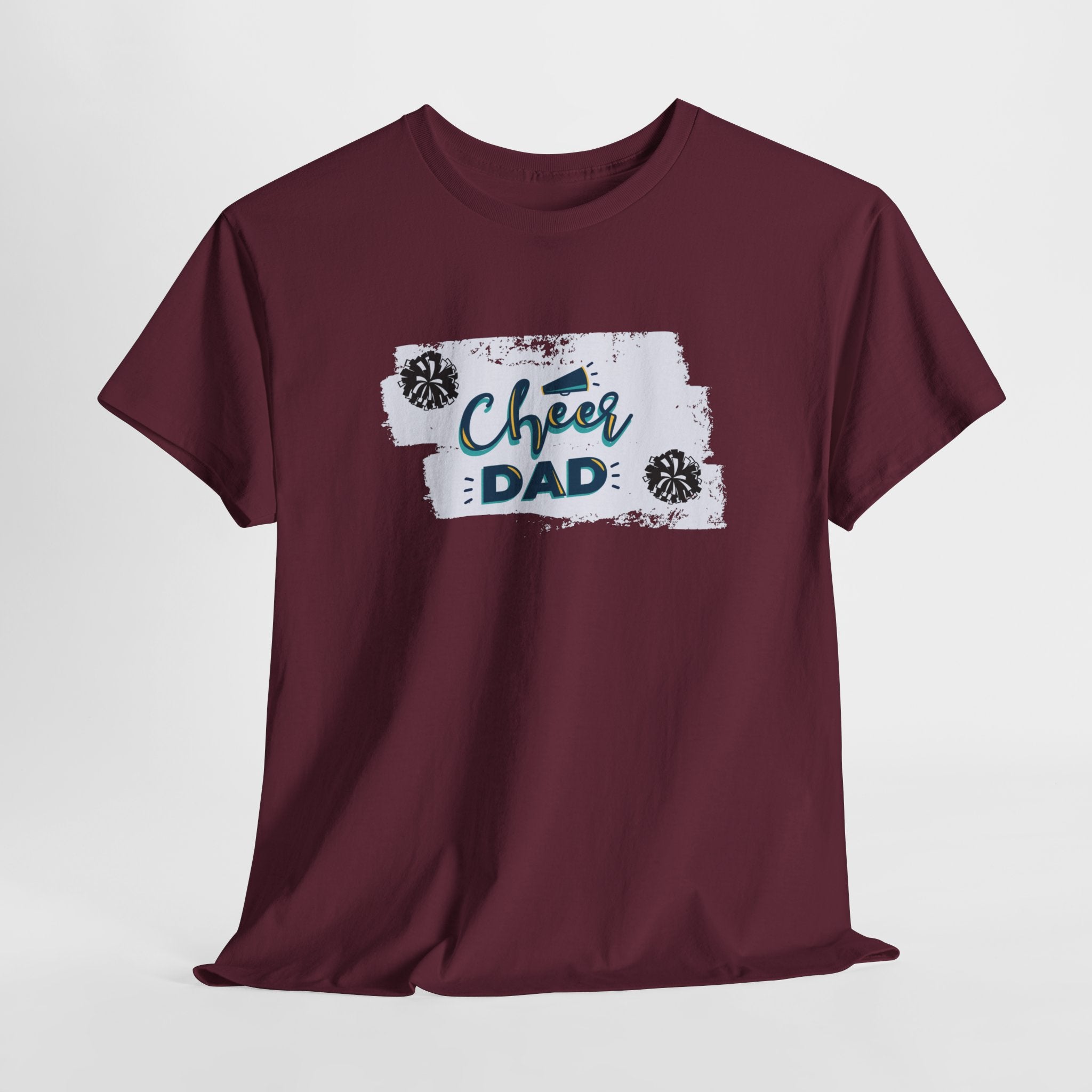 Cheer Dad T-Shirt — Cheerleading Dad Tee with Pom-Poms, Father's Day Gift