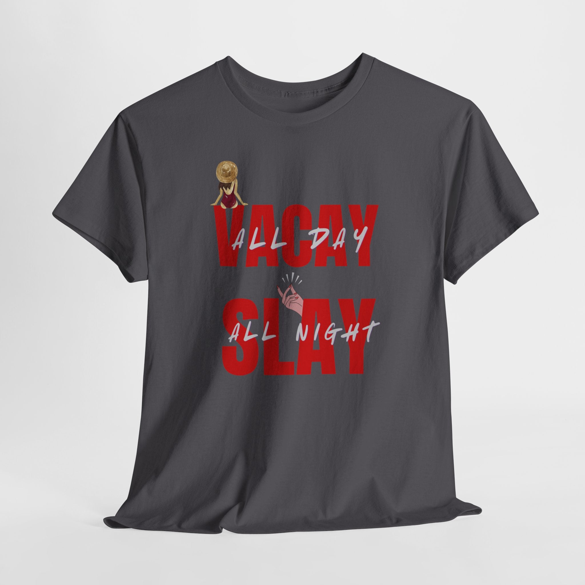 Slay All Night Graphic Tee — "Slay All Night" Red Text Party Shirt