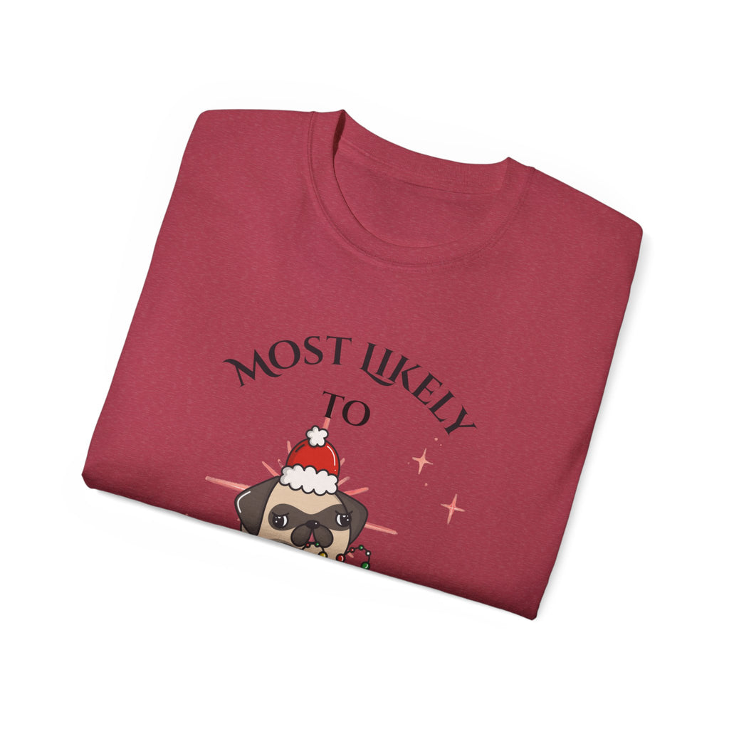 Most Likely to Sit on Santa's Lap, Cute Christmas Dog Tee - Holiday Gift, Dog Lover Shirt, Funny Xmas Apparel, Unisex Christmas Top