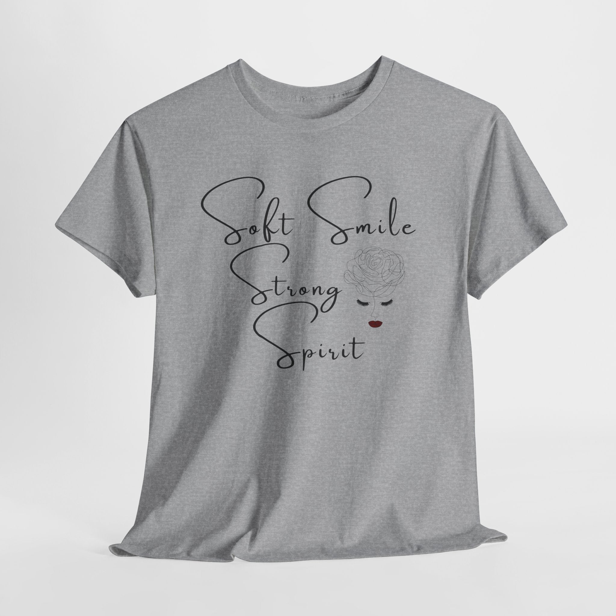 Soft Smile Strong Spirit Tee — Minimal Line Art Inspirational T-Shirt