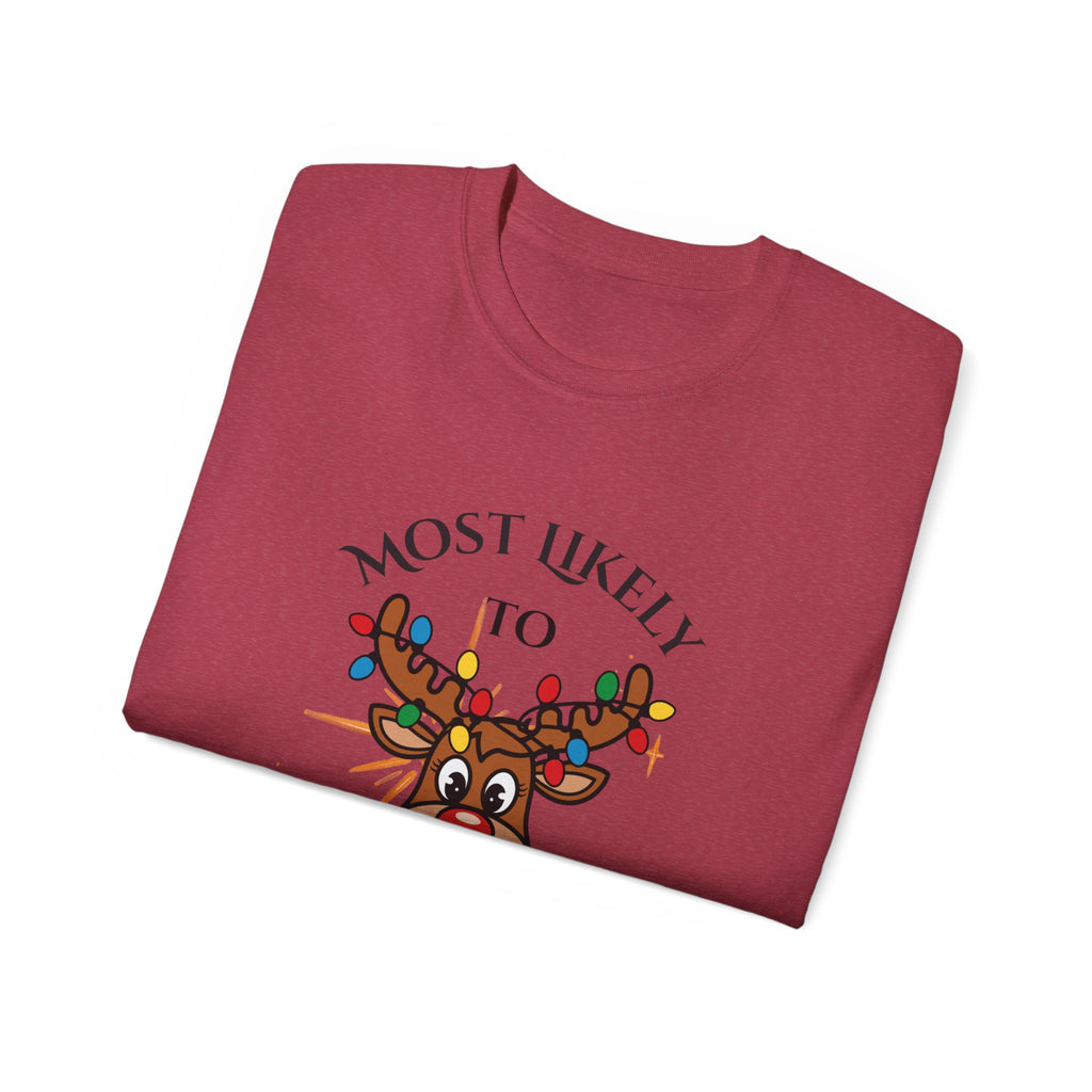 Playful Holiday Tee: Most Likely to Flirt with Santa, Unisex Cotton T-Shirt, Christmas Gift, Festive Humor Shirt, Winter Party Wear, [...]