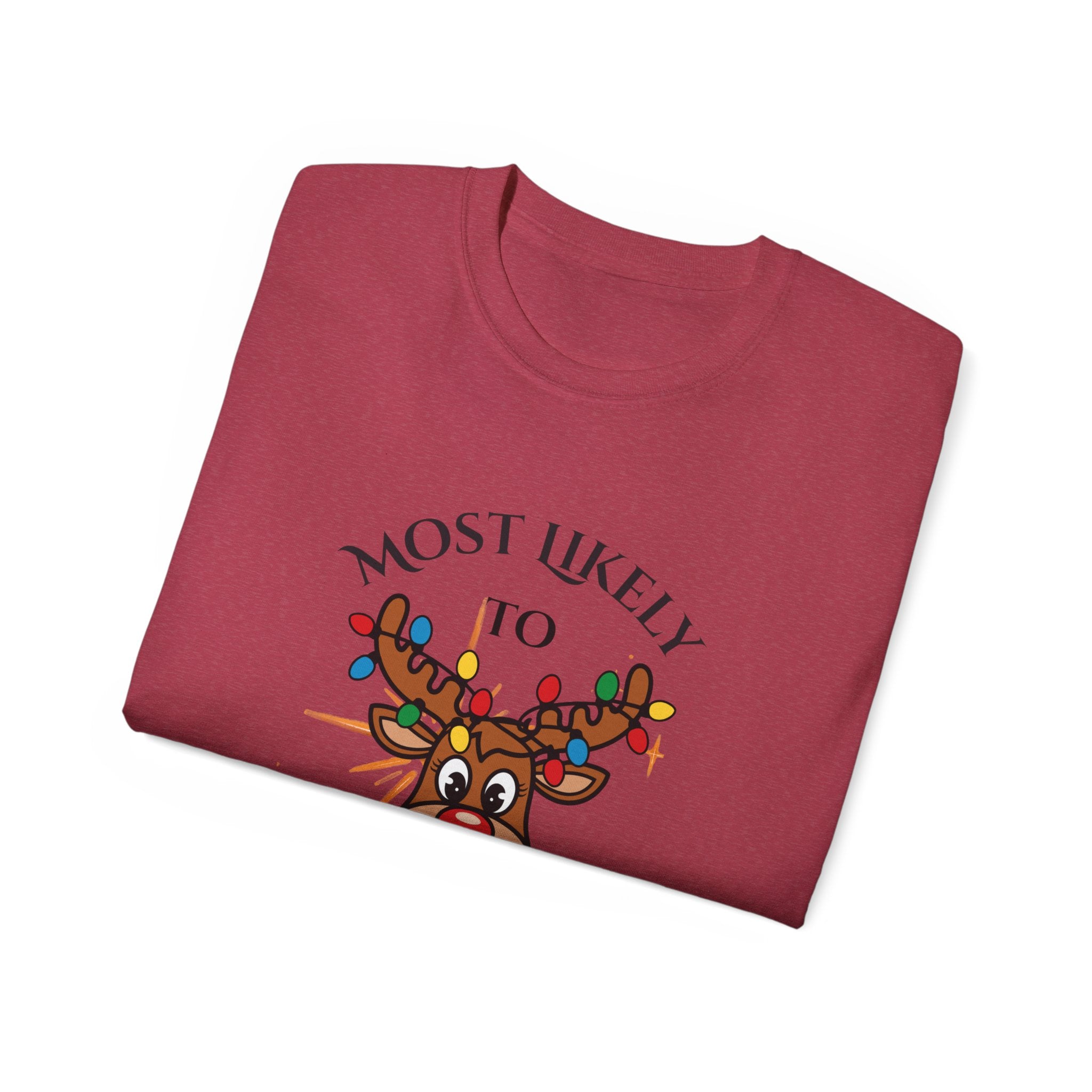 Playful Holiday Tee: Most Likely to Flirt with Santa, Unisex Cotton T-Shirt, Christmas Gift, Festive Humor Shirt, Winter Party Wear, [...]