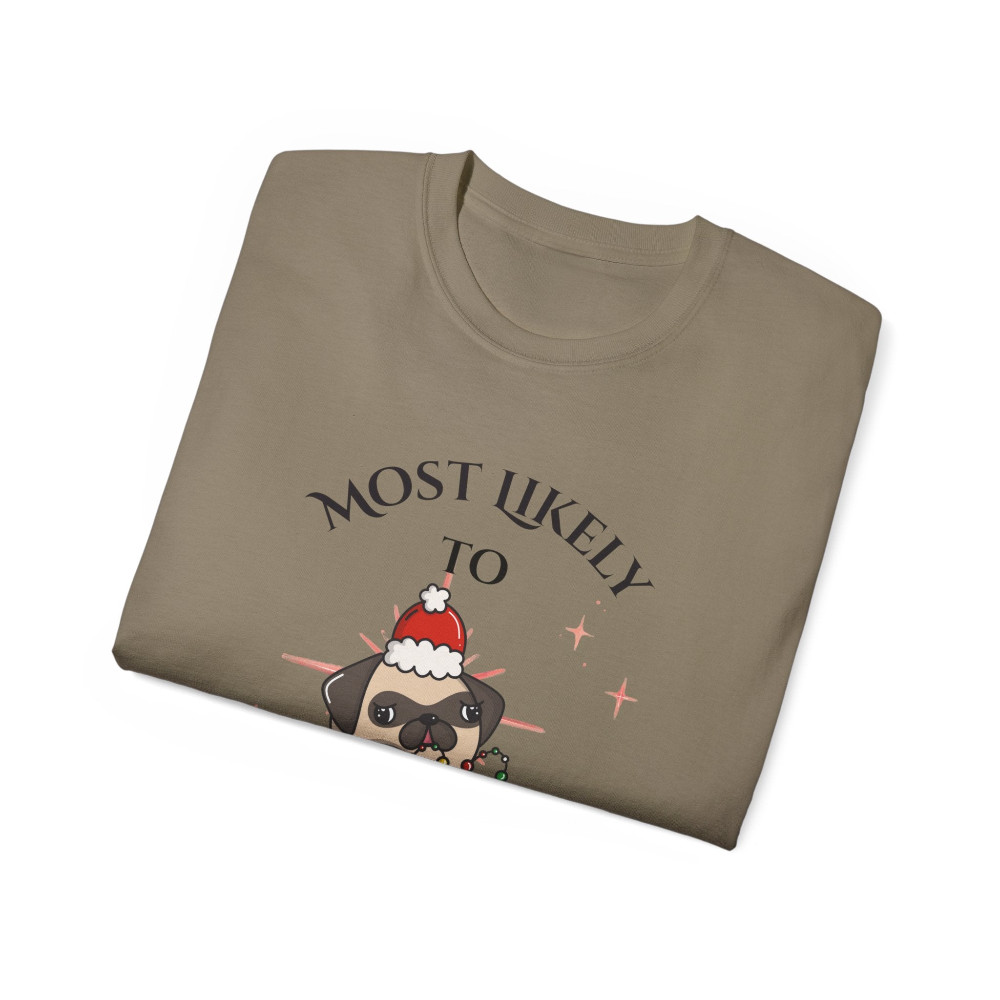 Most Likely to Sit on Santa's Lap, Cute Christmas Dog Tee - Holiday Gift, Dog Lover Shirt, Funny Xmas Apparel, Unisex Christmas Top