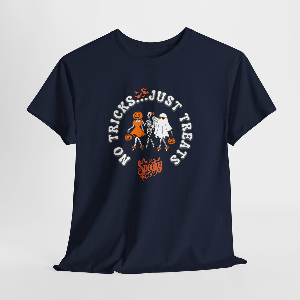 Halloween 'No Tricks, Just Treats' Tee — Costume and Candy Graphic Shirt