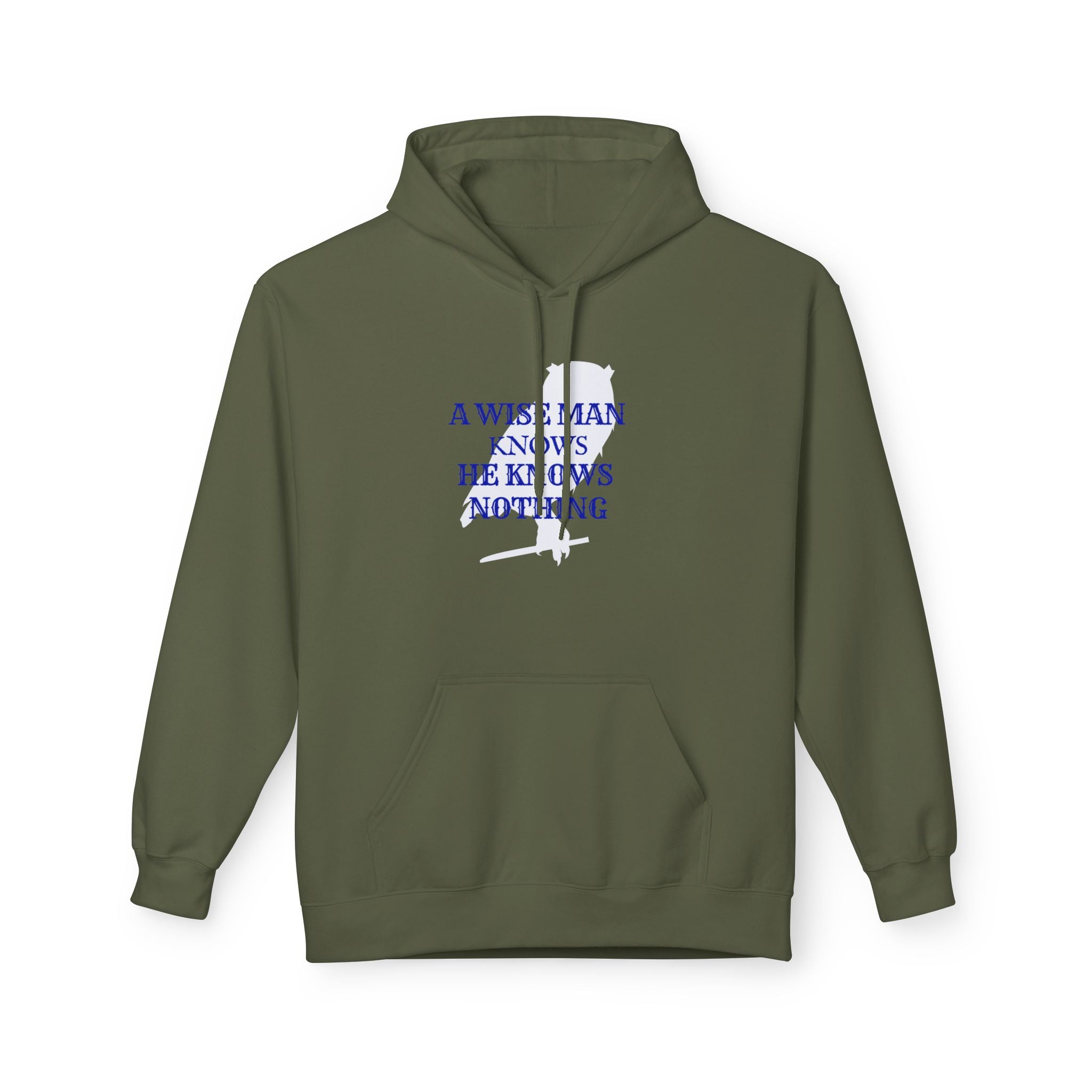 Hoodie — “A Wise Man Knows He Knows Nothing” Minimal Quote Pullover