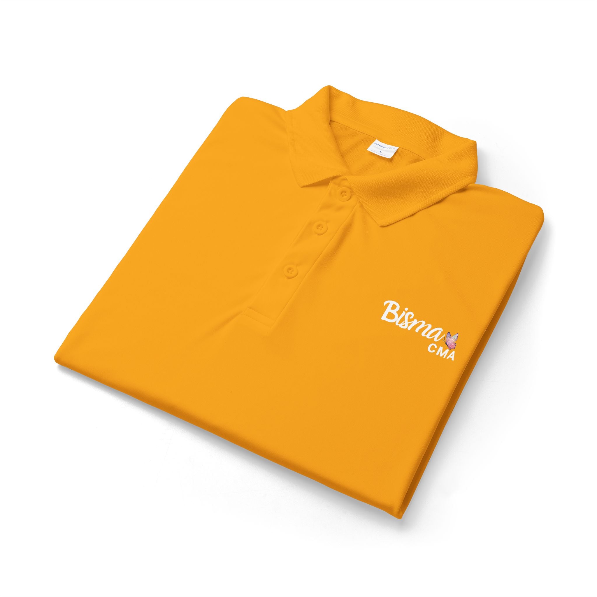 Bisma Embroidered CMA Polo Shirt — 'Butterfly' Logo Performance Golf Polo