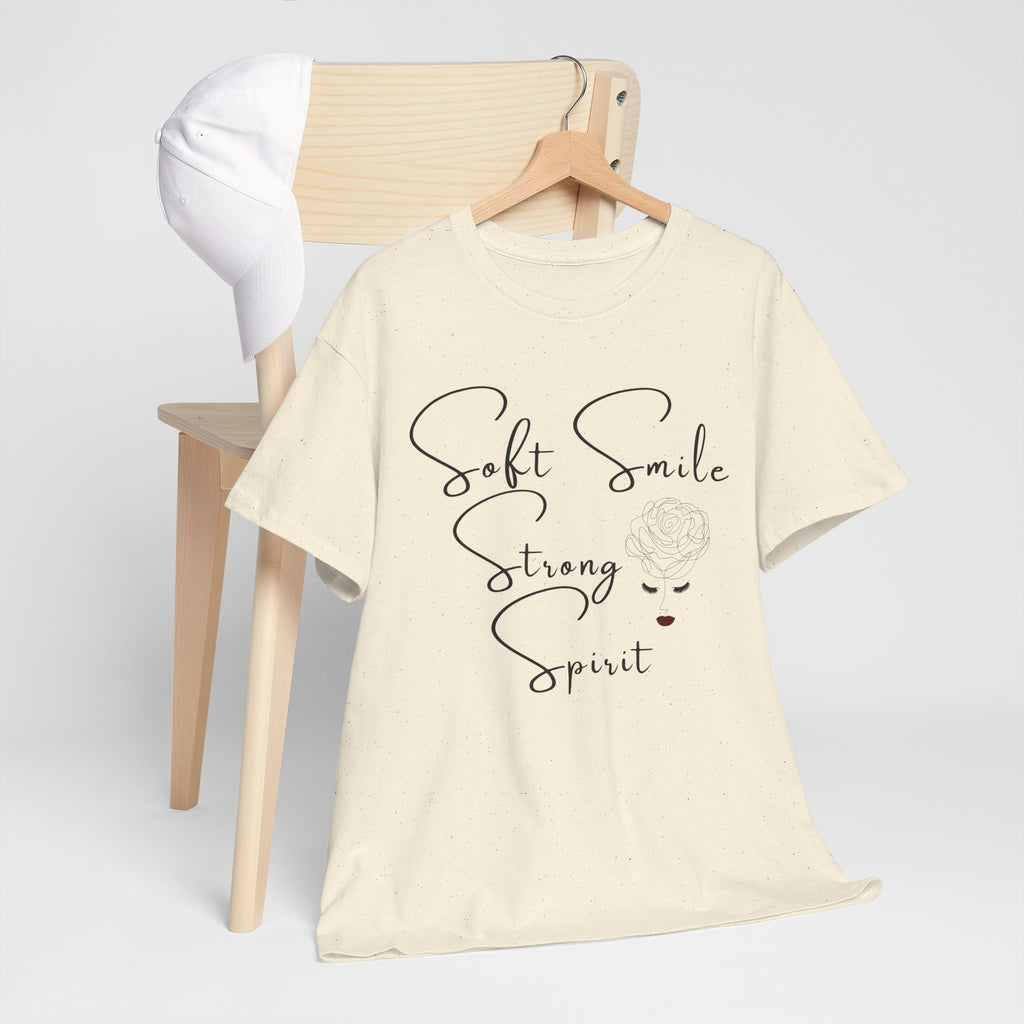 Soft Smile Strong Spirit Tee — Minimal Line Art Inspirational T-Shirt