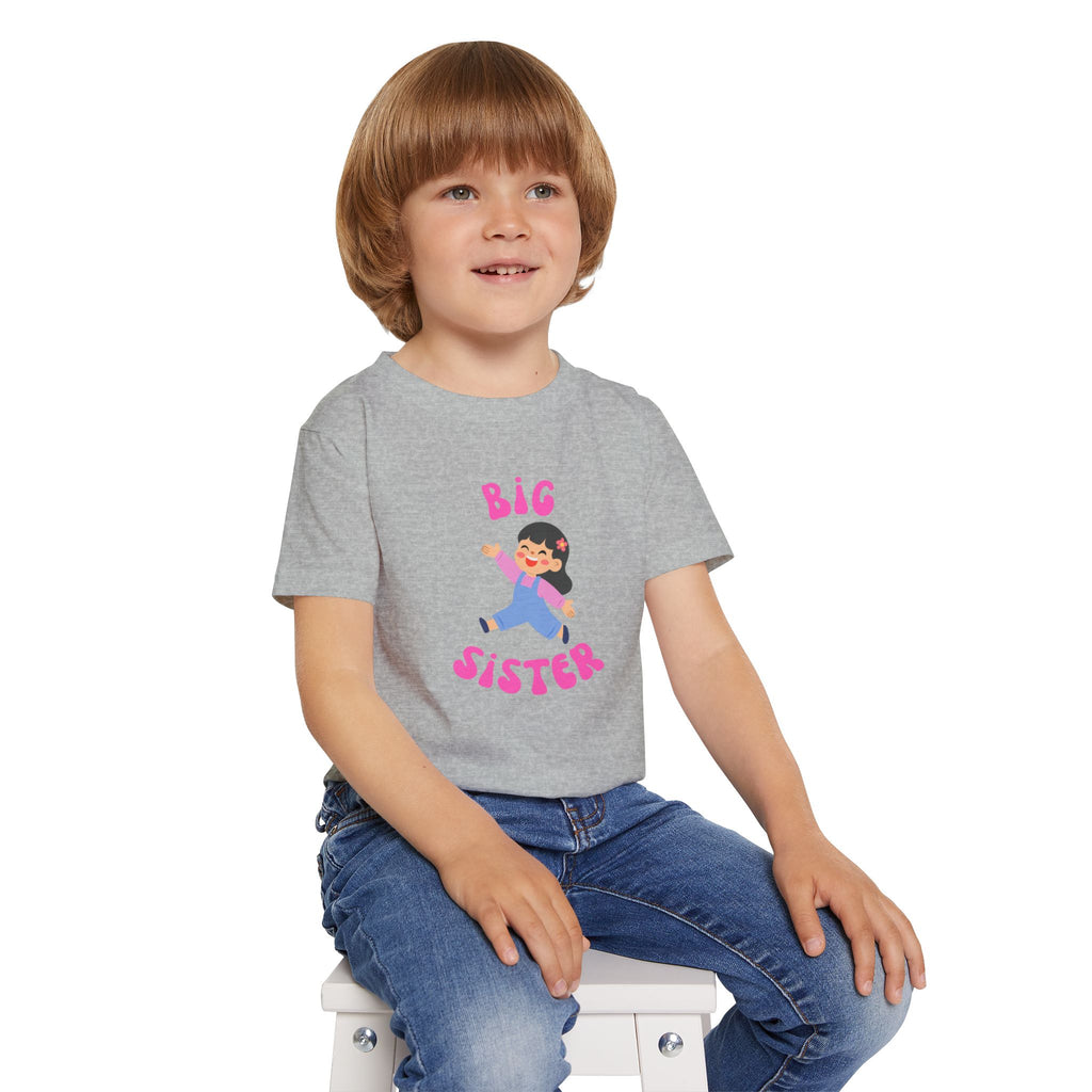 Big Sister Toddler T-Shirt — Cute Cartoon Sibling Announcement Tee