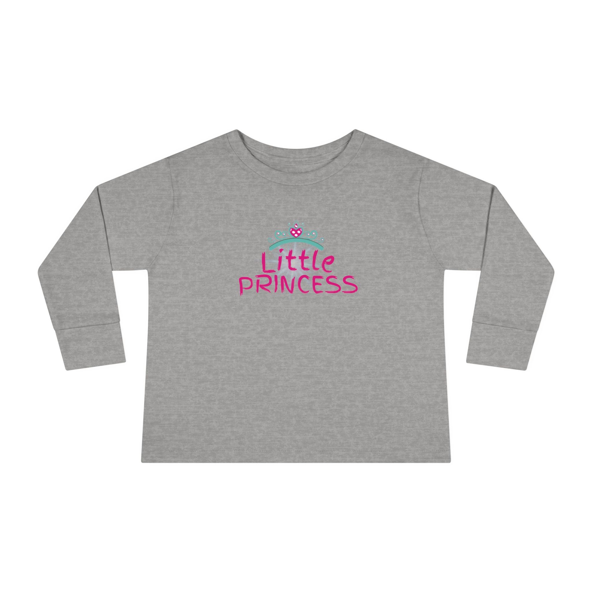 Little Princess Toddler Long Sleeve Tee – Pink Tiara & Heart Graphic