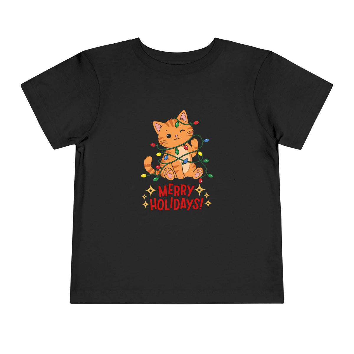 Toddler Merry Holidays Cat Christmas Short Sleeve Tee