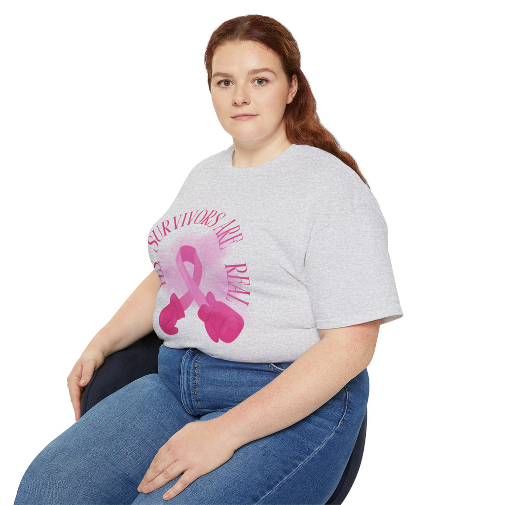 Breast Cancer Survivors Are Real T-Shirt — Pink Ribbon Boxing Gloves Tee