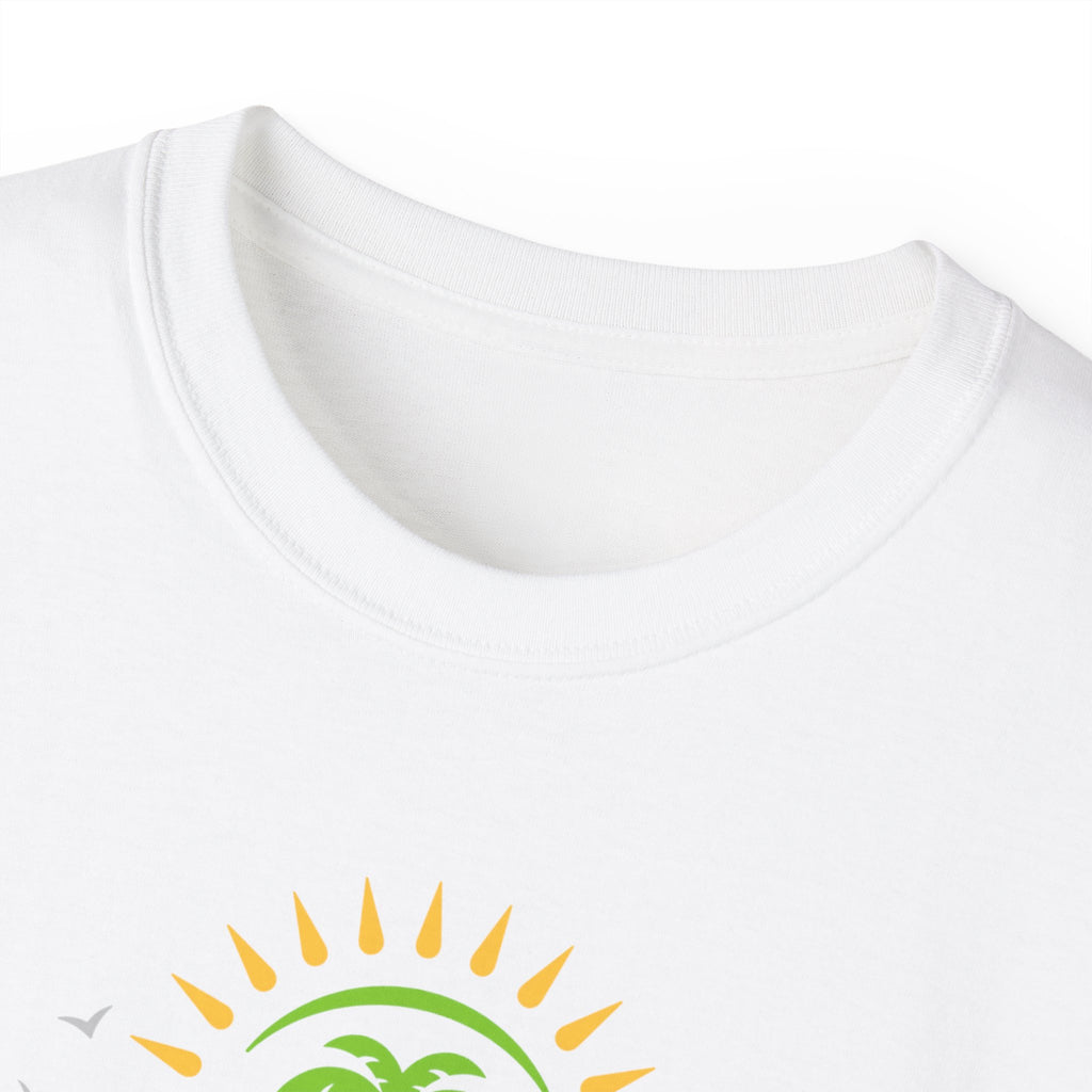 Waves and Matching Shades Tee — Retro Palm Beach Graphic T-Shirt