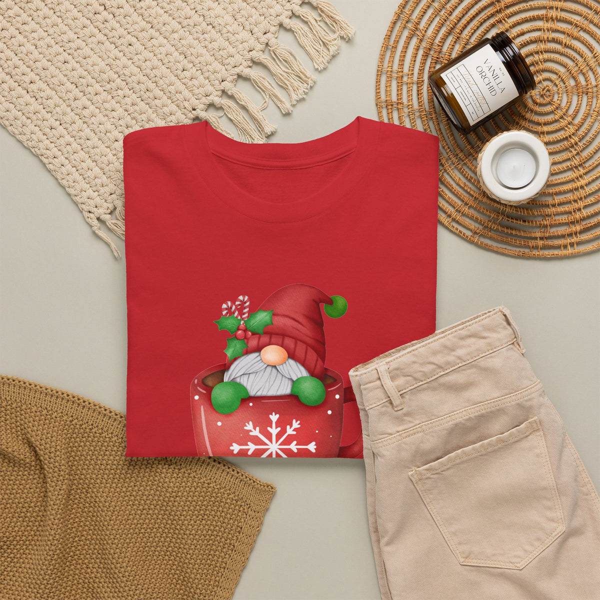 Merry Christmas Gnome in Mug Graphic T-Shirt