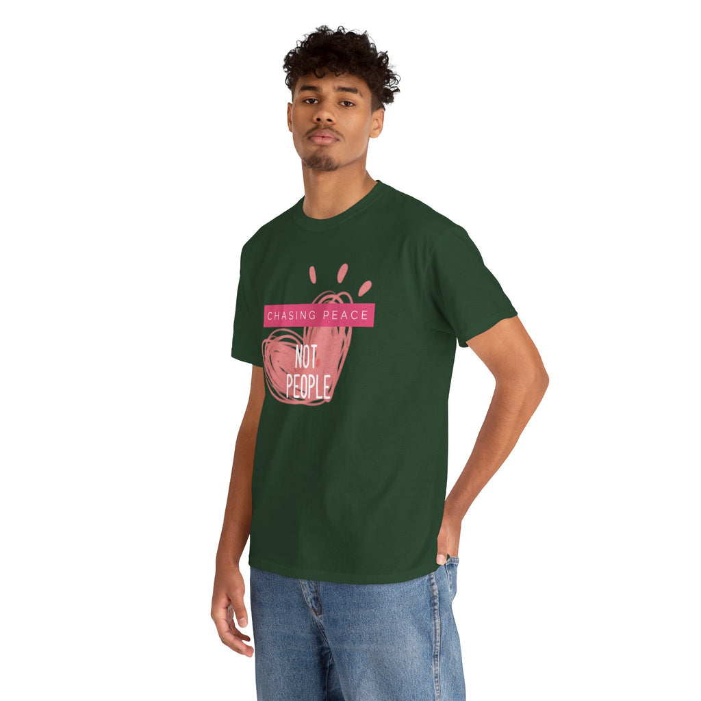 Chasing Peace Not People Tee — Pink Graphic Mental Health Awareness T‑Shirt