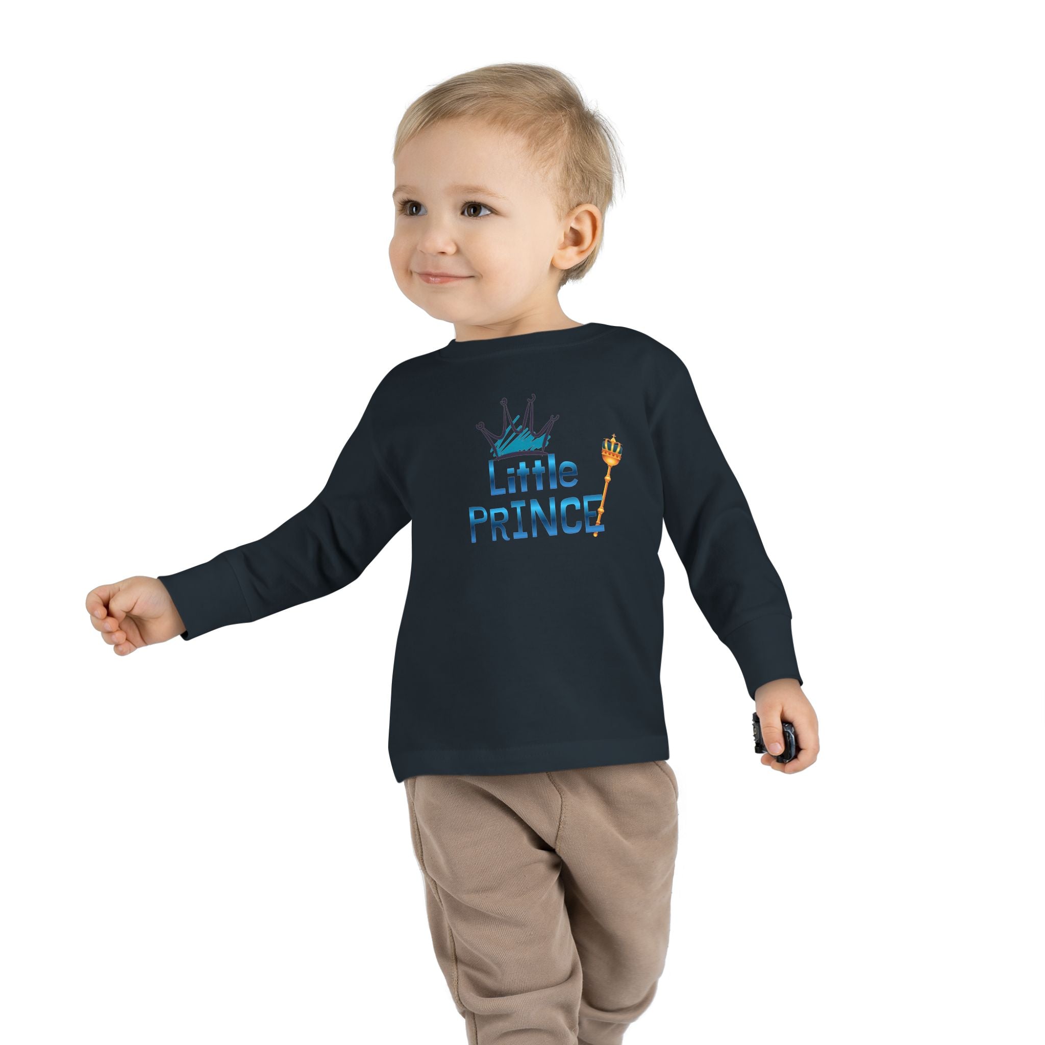 Little Prince Toddler Long Sleeve Tee — Cute Crown Design