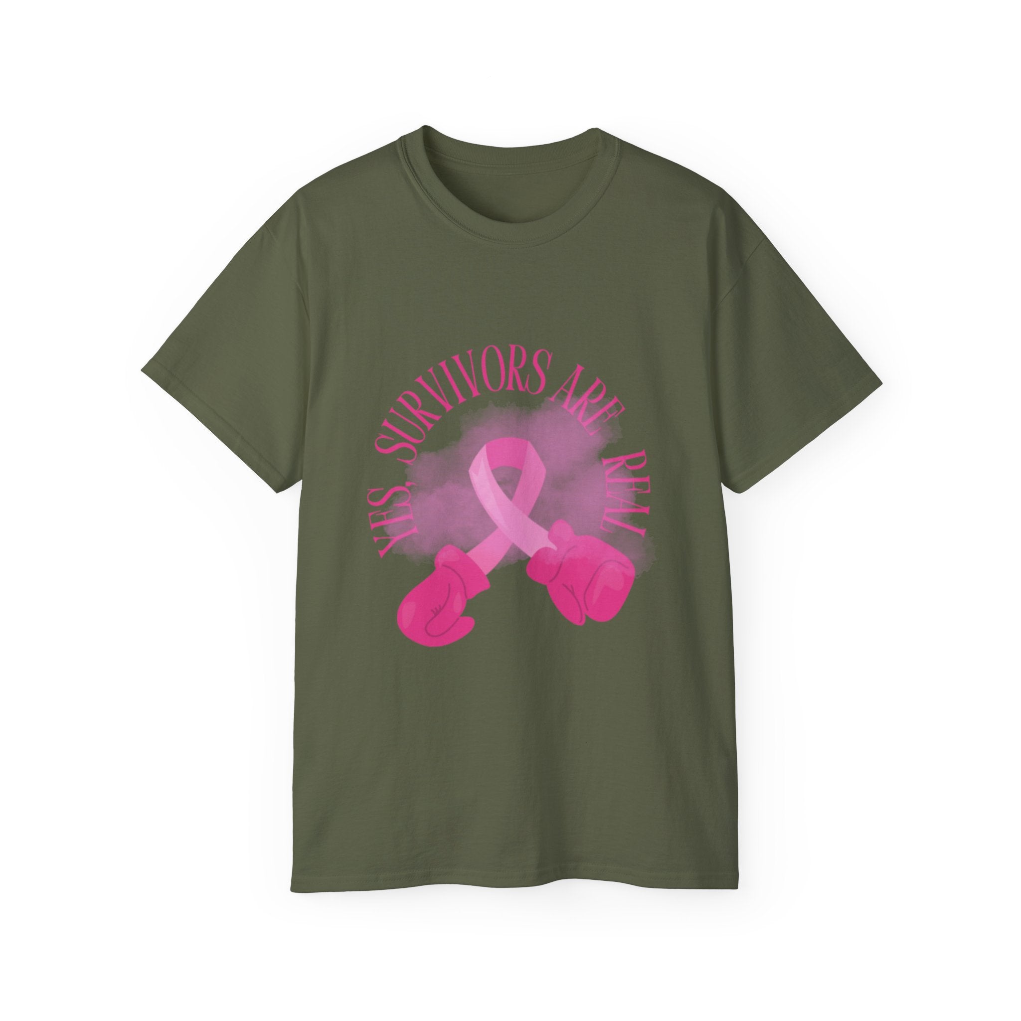 Breast Cancer Survivors Are Real T-Shirt — Pink Ribbon Boxing Gloves Tee