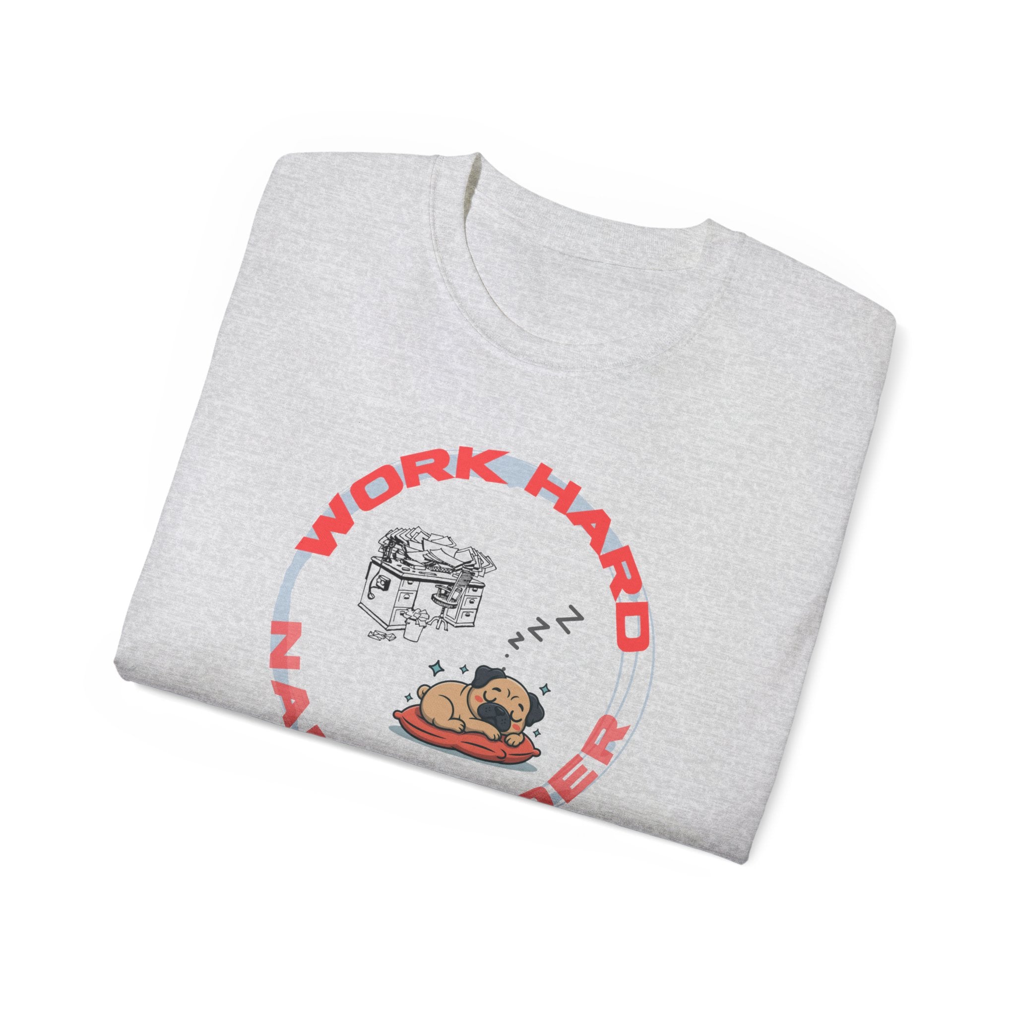 Work Hard Nap Harder T‑Shirt — Funny Sleep Lover Graphic Tee
