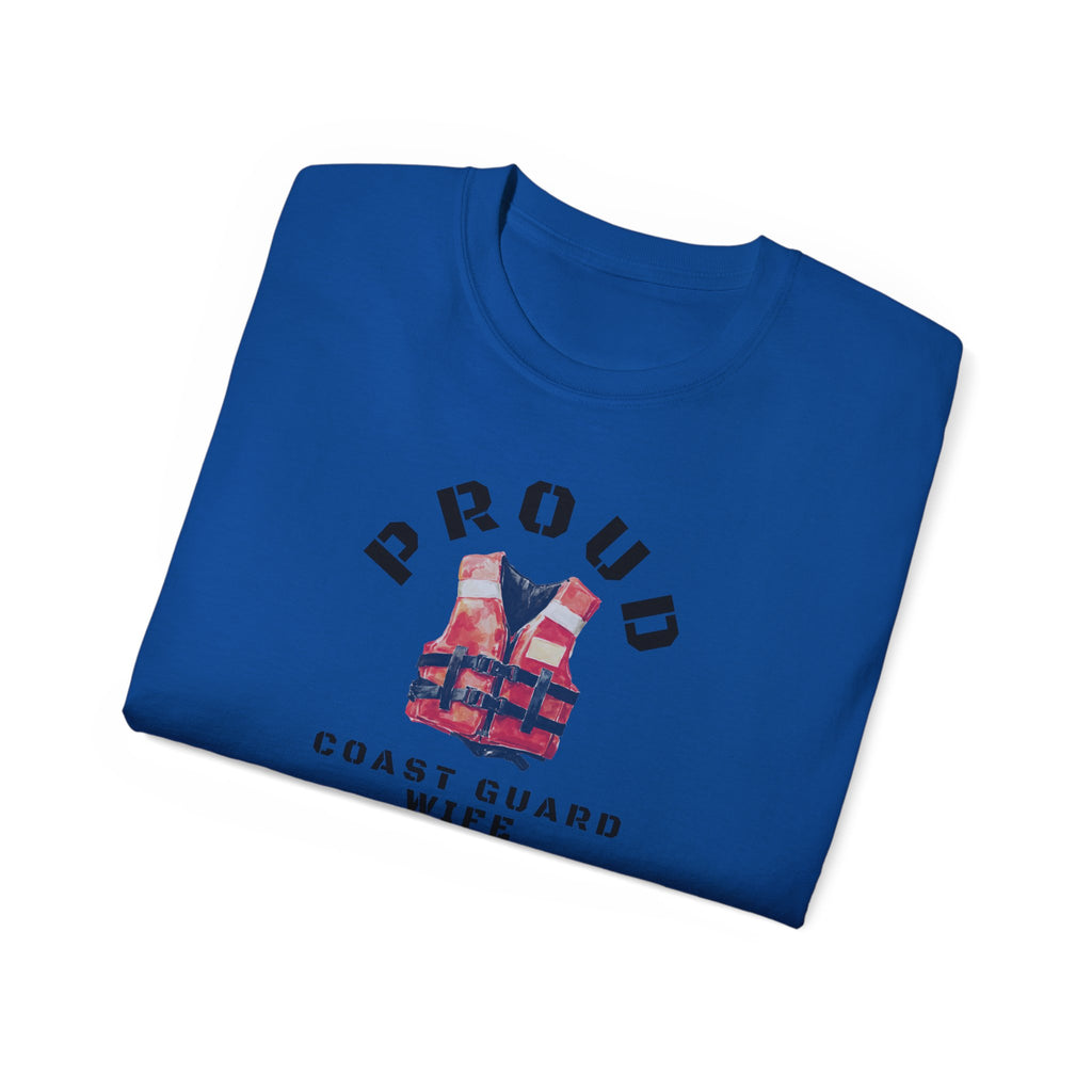 Proud Coast Guard Wife T-Shirt — Life Vest Graphic Tee for Military Spouses