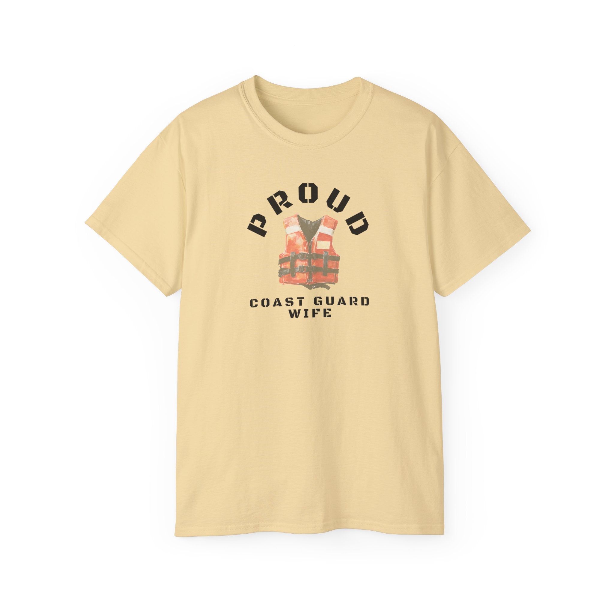 Proud Coast Guard Wife T-Shirt — Life Vest Graphic Tee for Military Spouses