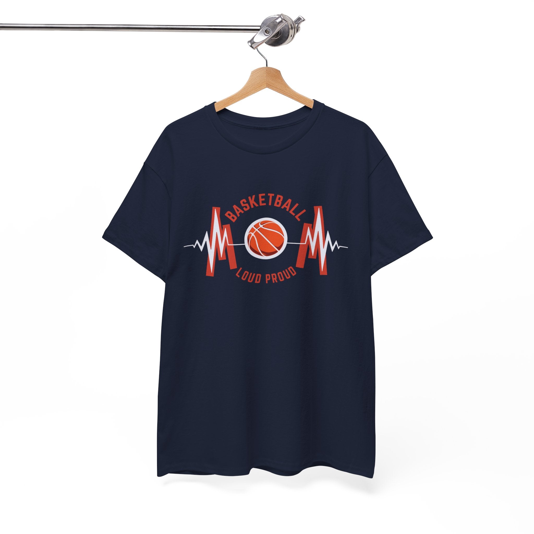Basketball Mom Loud Proud Tee — Heartbeat Hoop Graphic T‑Shirt
