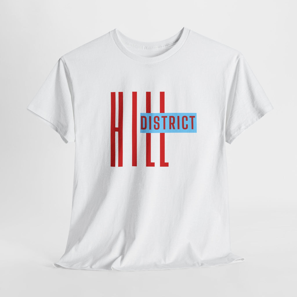 Hill District T-Shirt — Retro Red & Blue 'DISTRICT' Graphic Tee