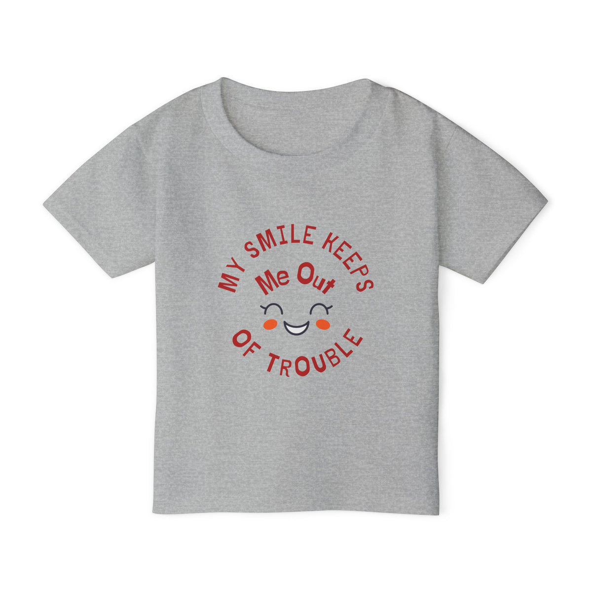 Toddler T‑Shirt — “My Smile Keeps Me Out of Trouble” Cute Smiley Kids Tee