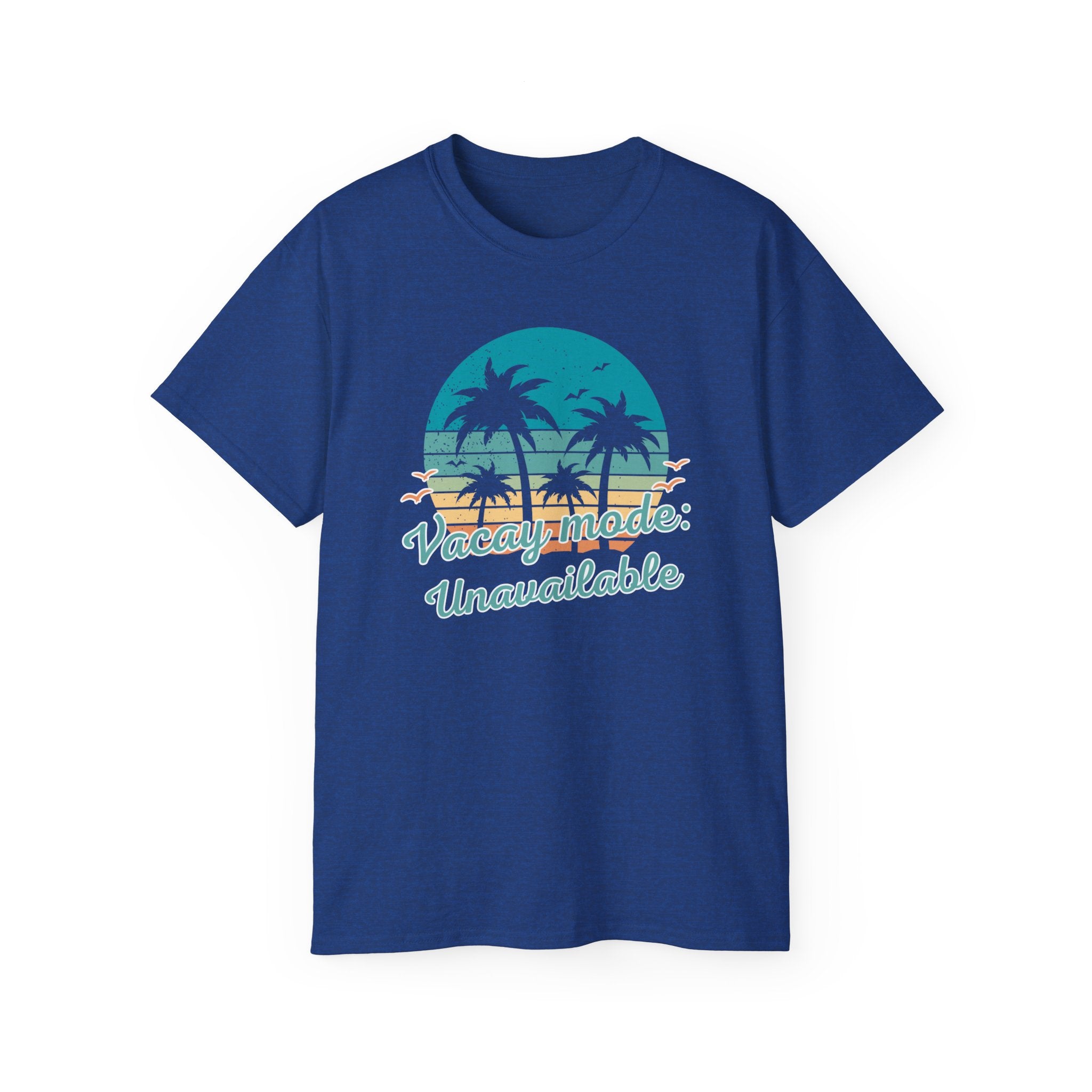 Vacation Mode Tee — Retro Palm Beach Sunset Graphic T-Shirt