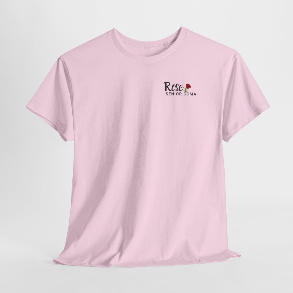 Rose Graphic Tee — "Rose" Script Chest Design
