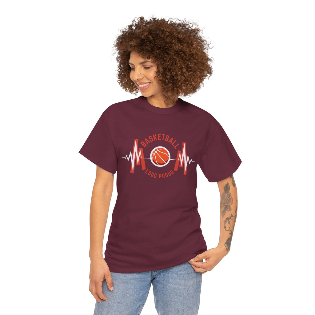 Basketball Mom Loud Proud Tee — Heartbeat Hoop Graphic T‑Shirt