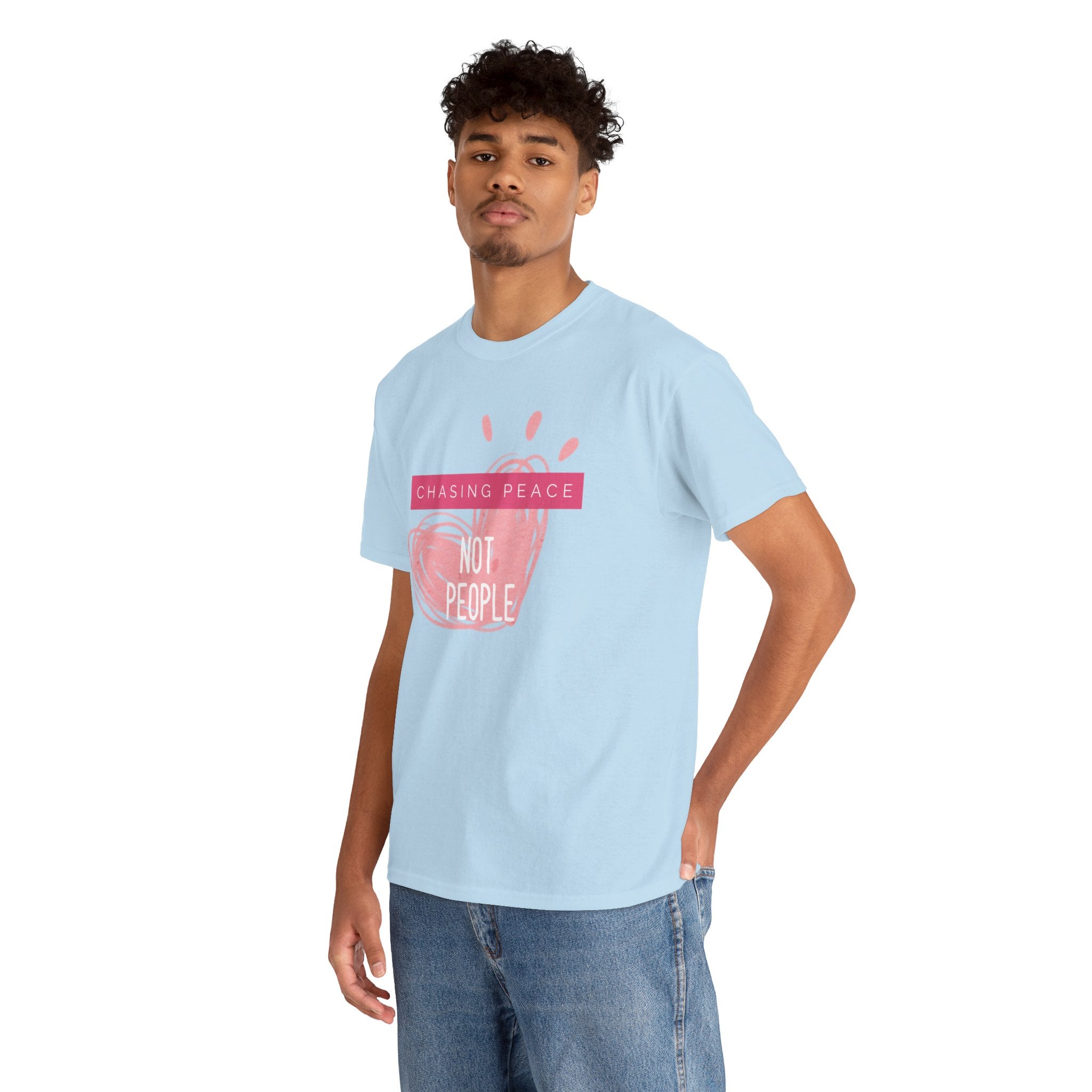 Chasing Peace Not People Tee — Pink Graphic Mental Health Awareness T‑Shirt