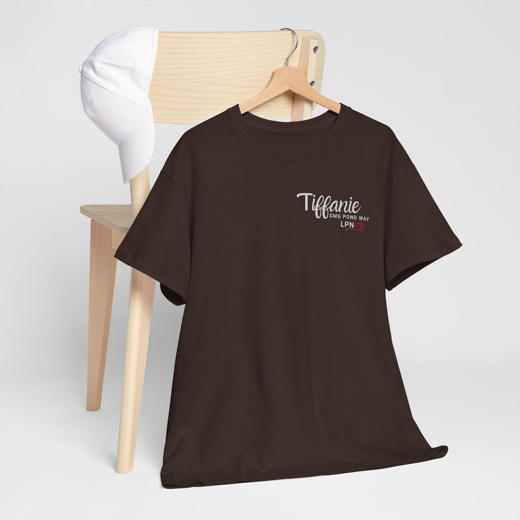 "Tiffanie" Minimal Script with Heart Chest Logo T-Shirt