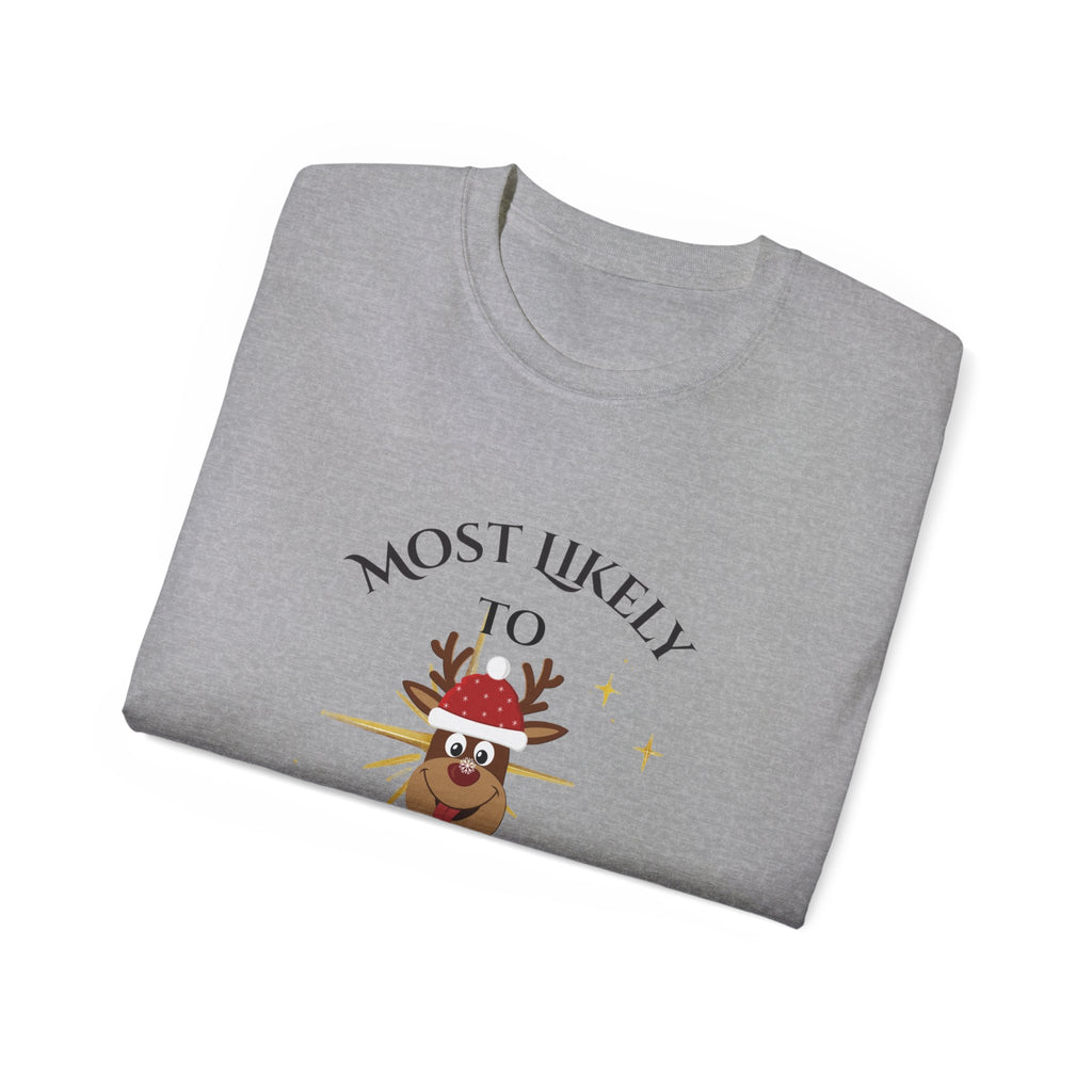 Most Likely to Eat All the Sweet Potato Pie, Funny Holiday Tee: Christmas Gift, Unisex T-Shirt, Thanksgiving Humor, Casual Apparel