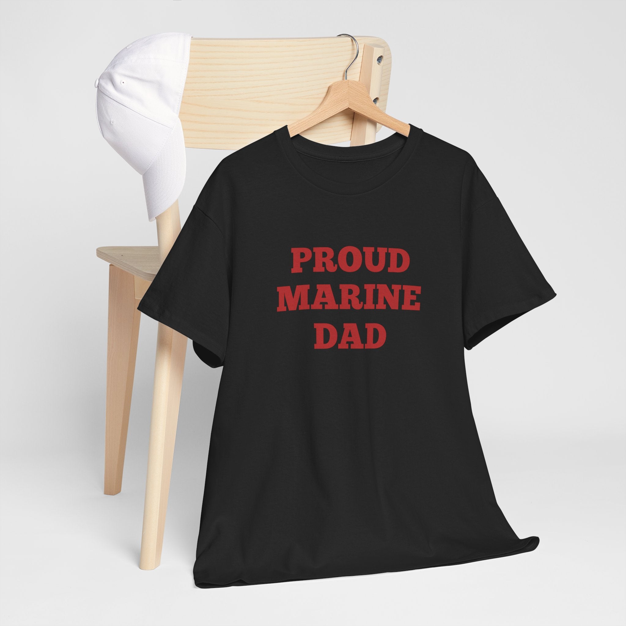 Proud Marine Dad T-Shirt — Military Dad Tee in Red Text