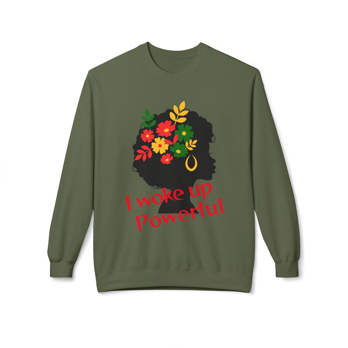I Woke Up Powerful Crewneck Sweatshirt — Empowering Minimalist Line Art