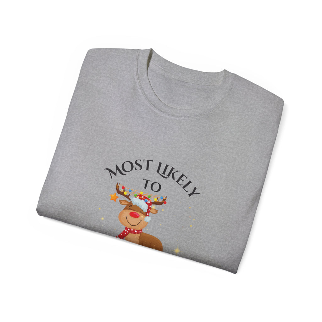 Most Likely to Trade My Sister for Gifts, Funny Holiday Unisex Cotton Tee, Perfect for Christmas, Family Gatherings, Unique Gift Idea
