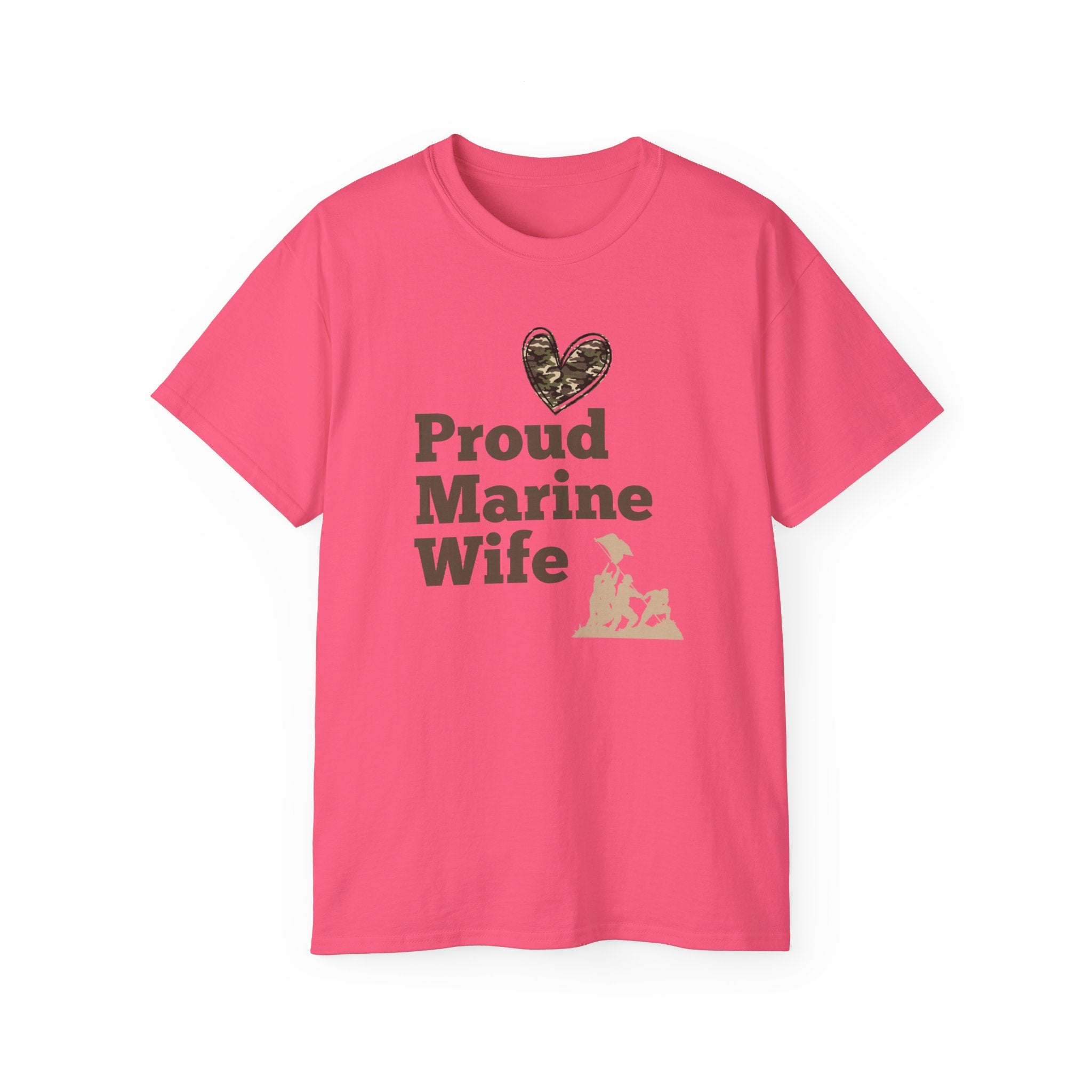 Proud Marine Wife T-Shirt — Camouflage Heart & Marine Family Tee