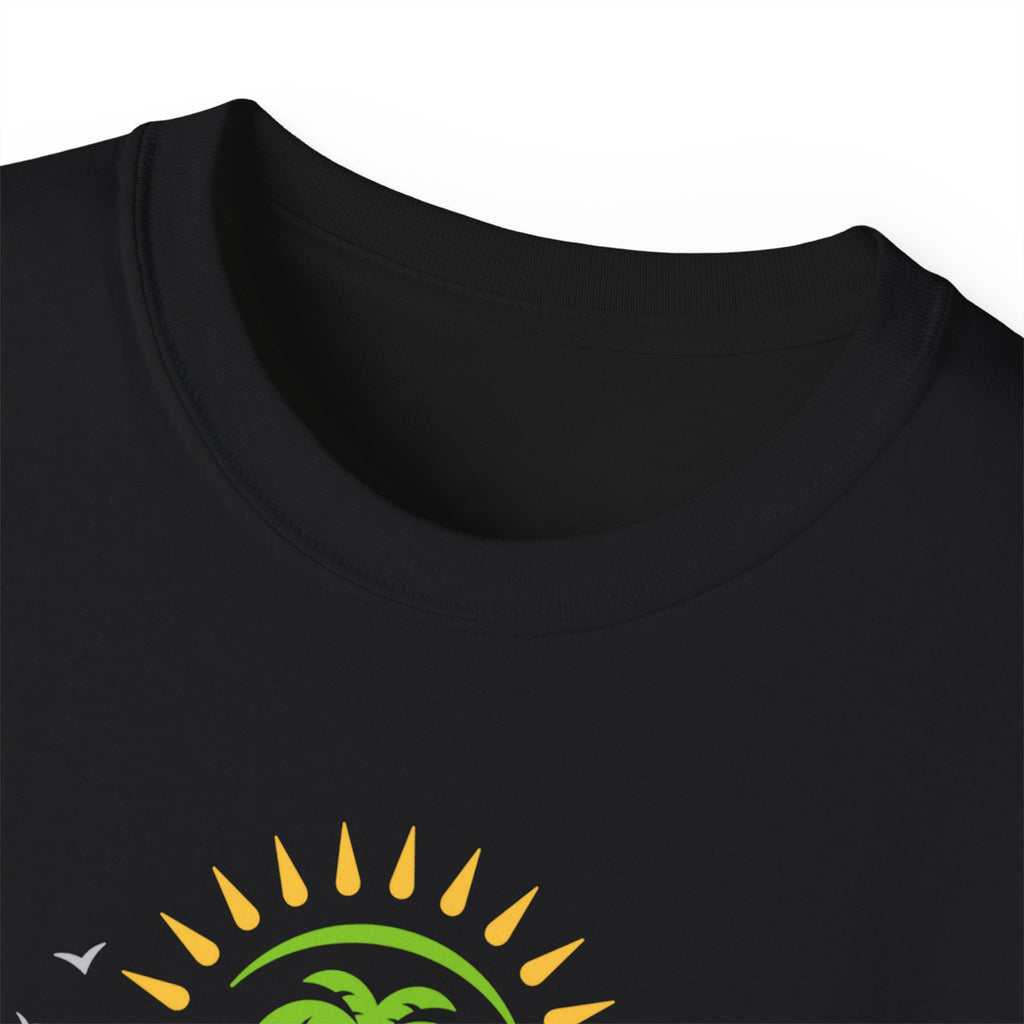 Waves and Matching Shades Tee — Retro Palm Beach Graphic T-Shirt